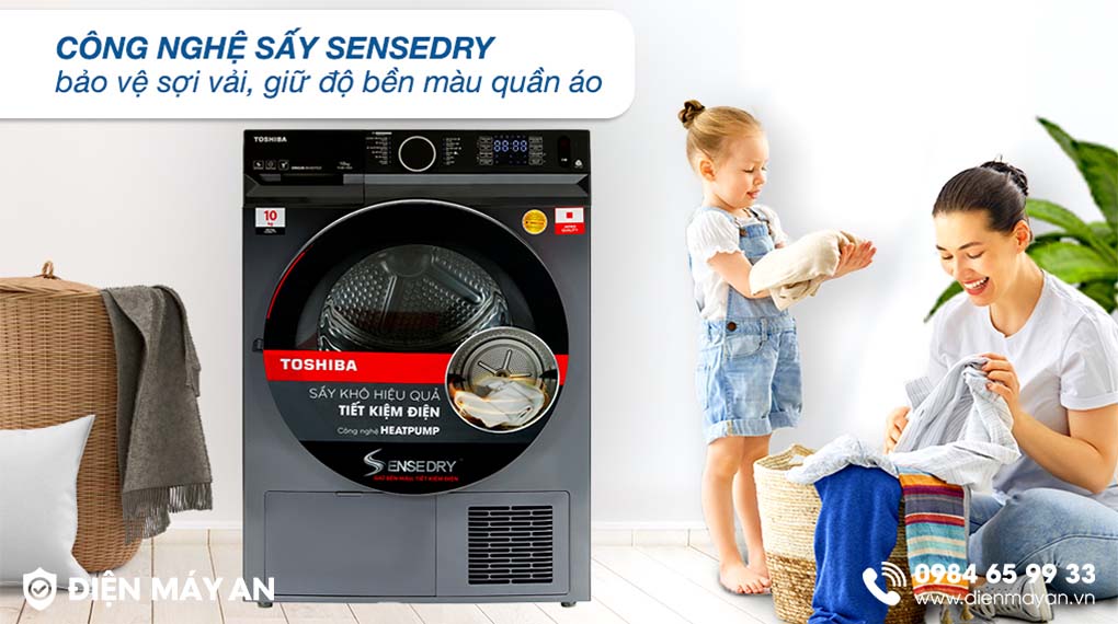 Máy Sấy Bơm Nhiệt Toshiba 10 Kg TD-BK110GHV(MK) - công nghệ sấy sensedry